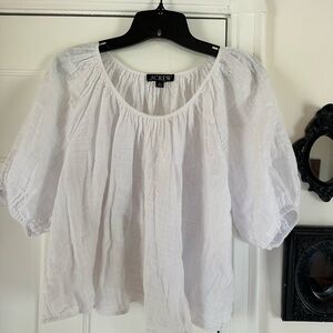 J. Crew Women's Swingy puff-sleeve top in cotton-linen blend gauze XL CC247